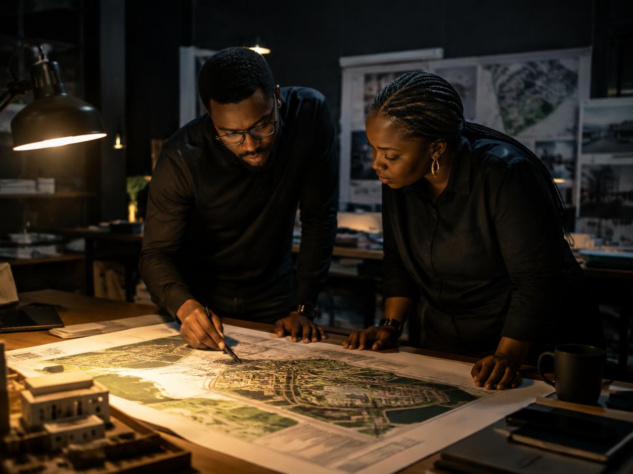 Architects reviewing a masterplan