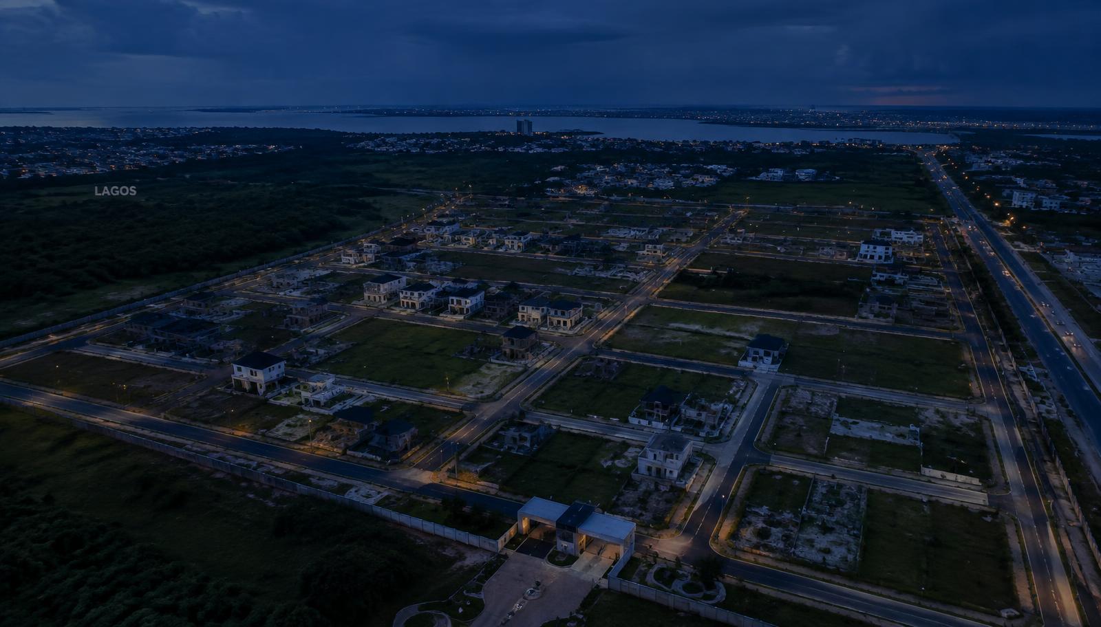 Aerial view of an estate layout